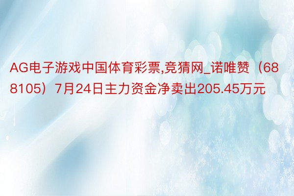 AG电子游戏中国体育彩票,竞猜网_诺唯赞（688105）7月24日主力资金净卖出205.45万元