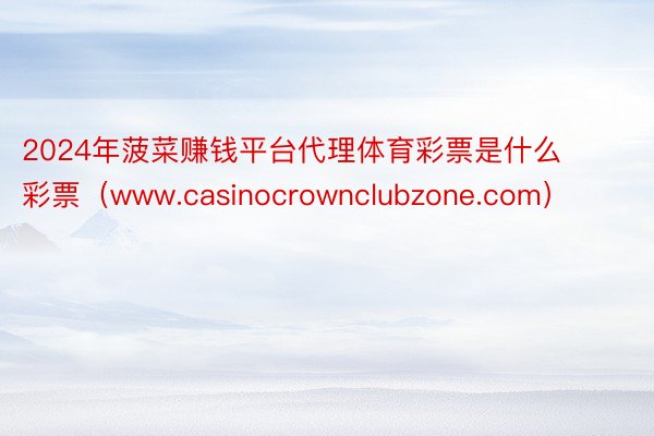 2024年菠菜赚钱平台代理体育彩票是什么彩票（www.casinocrownclubzone.com）